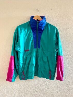 Vtg 90s Colombia Interchange Jacket Gorpcore Colorblock Windbreaker Hiking Camp